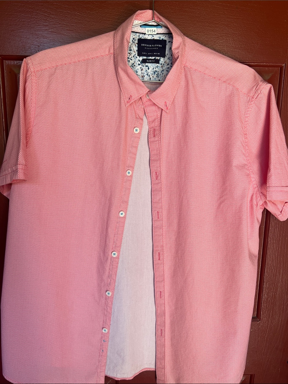 Denim & Flower Lightweight Short-Sleeve Button-Down in Coral Pink